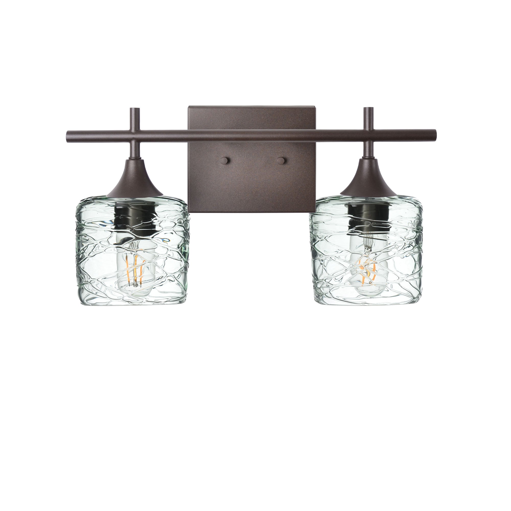 601 2-Light Wall Vanity-Glass-Bicycle Glass Co - Hotshop-Antique Bronze-Spun-Eco Clear-Bicycle Glass Co