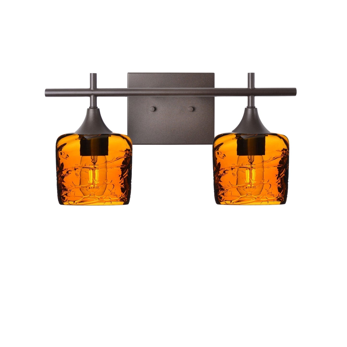 601 2-Light Wall Vanity-Glass-Bicycle Glass Co - Hotshop-Antique Bronze-Spun-Golden Amber-Bicycle Glass Co
