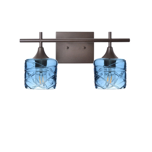 601 2-Light Wall Vanity-Glass-Bicycle Glass Co - Hotshop-Antique Bronze-Spun-Steel Blue-Bicycle Glass Co