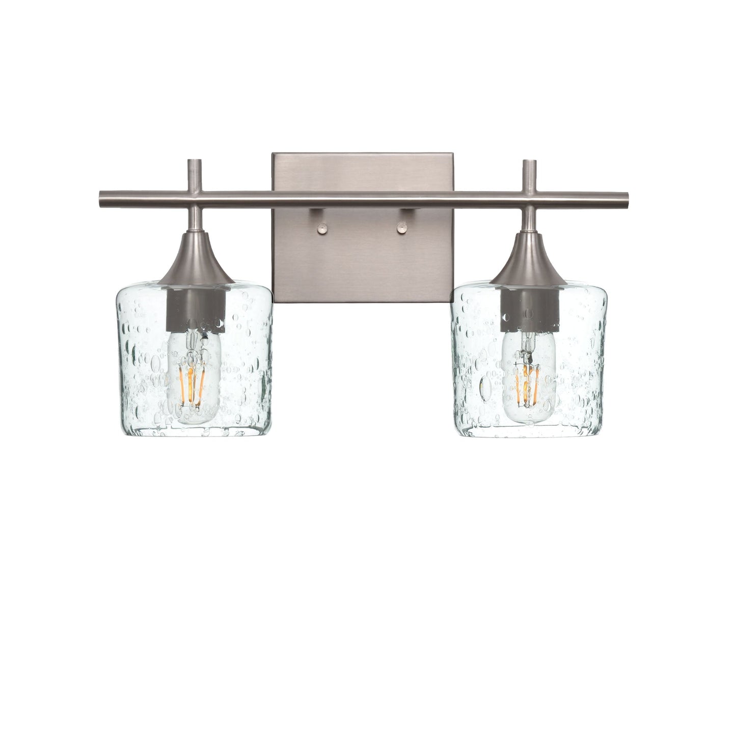 601 2-Light Wall Vanity-Glass-Bicycle Glass Co - Hotshop-Brushed Nickel-Lunar-Eco Clear-Bicycle Glass Co