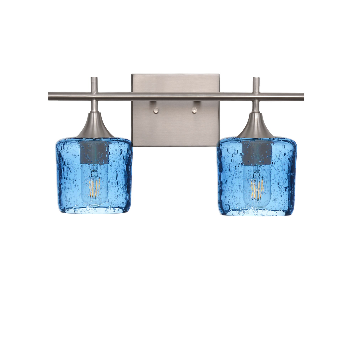 601 2-Light Wall Vanity-Glass-Bicycle Glass Co - Hotshop-Brushed Nickel-Lunar-Steel Blue-Bicycle Glass Co