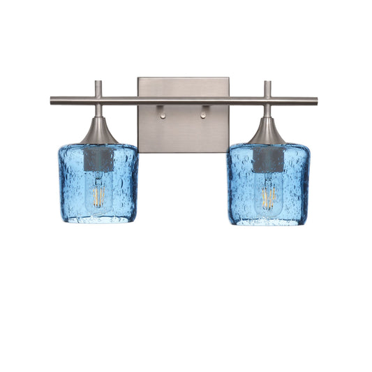 601 2-Light Wall Vanity-Glass-Bicycle Glass Co - Hotshop-Brushed Nickel-Lunar-Steel Blue-Bicycle Glass Co