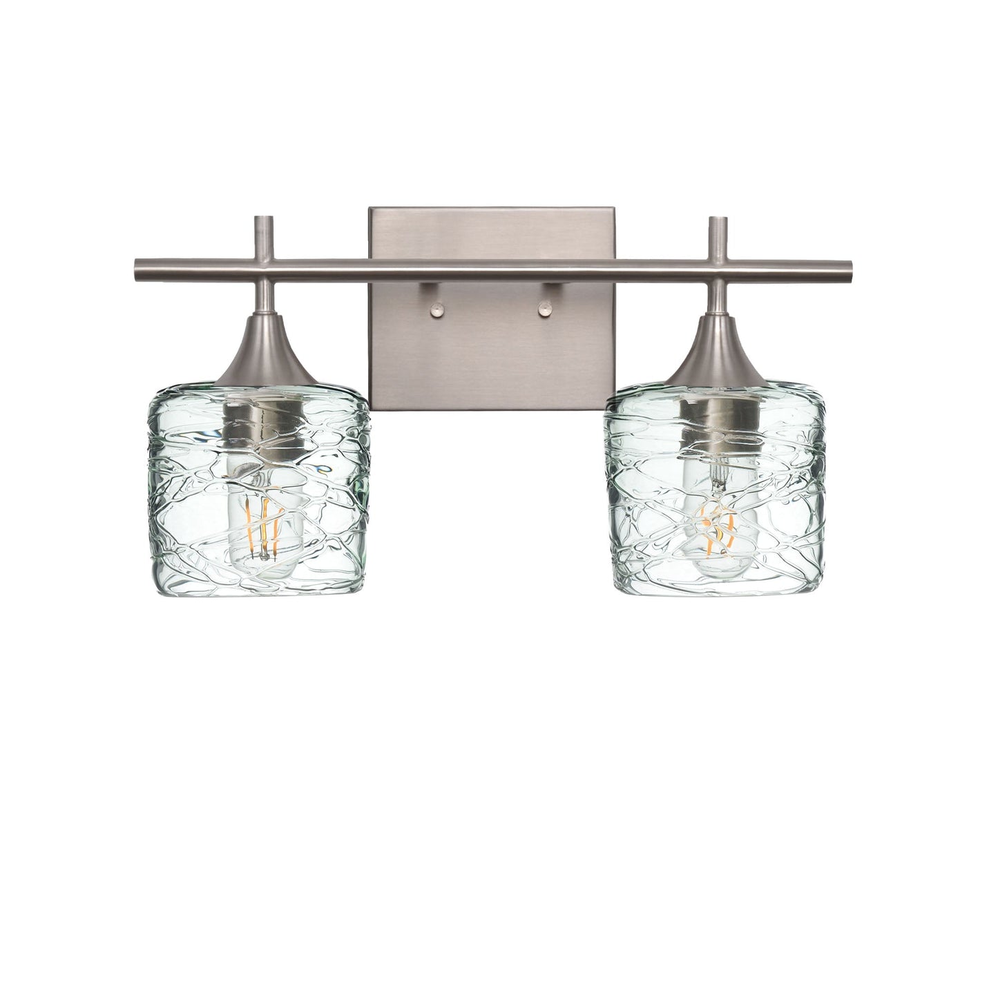 601 2-Light Wall Vanity-Glass-Bicycle Glass Co - Hotshop-Brushed Nickel-Spun-Eco Clear-Bicycle Glass Co
