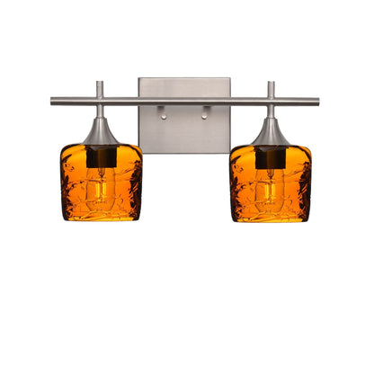 601 2-Light Wall Vanity-Glass-Bicycle Glass Co - Hotshop-Brushed Nickel-Spun-Golden Amber-Bicycle Glass Co