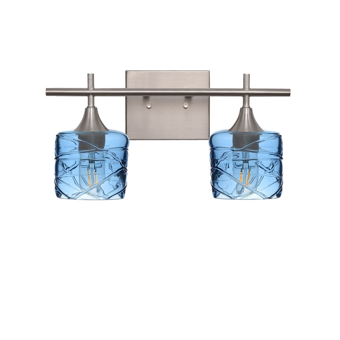 601 2-Light Wall Vanity-Glass-Bicycle Glass Co - Hotshop-Brushed Nickel-Spun-Steel Blue-Bicycle Glass Co