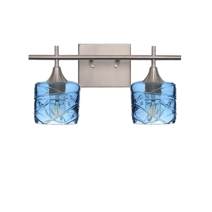 601 2-Light Wall Vanity-Glass-Bicycle Glass Co - Hotshop-Brushed Nickel-Spun-Steel Blue-Bicycle Glass Co