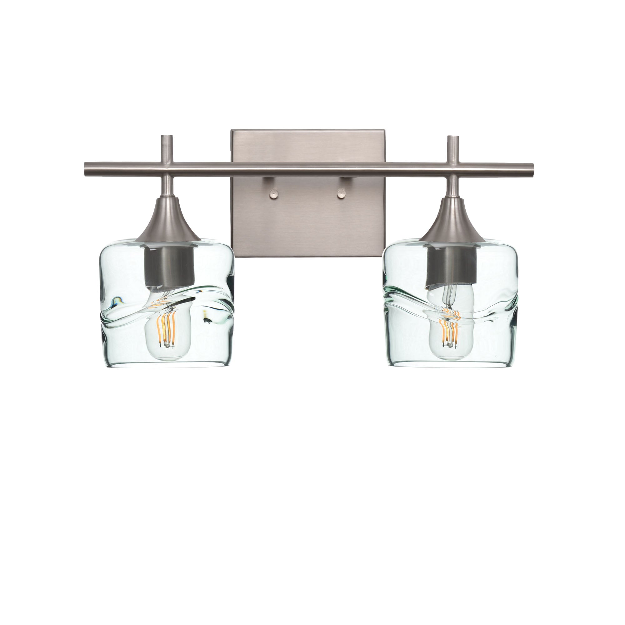601 2-Light Wall Vanity-Glass-Bicycle Glass Co - Hotshop-Brushed Nickel-Swell-Eco Clear-Bicycle Glass Co
