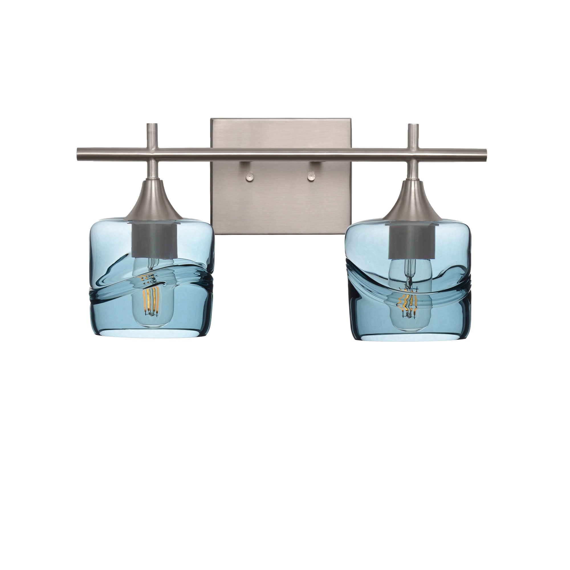 601 2-Light Wall Vanity-Glass-Bicycle Glass Co - Hotshop-Brushed Nickel-Swell-Slate Gray-Bicycle Glass Co