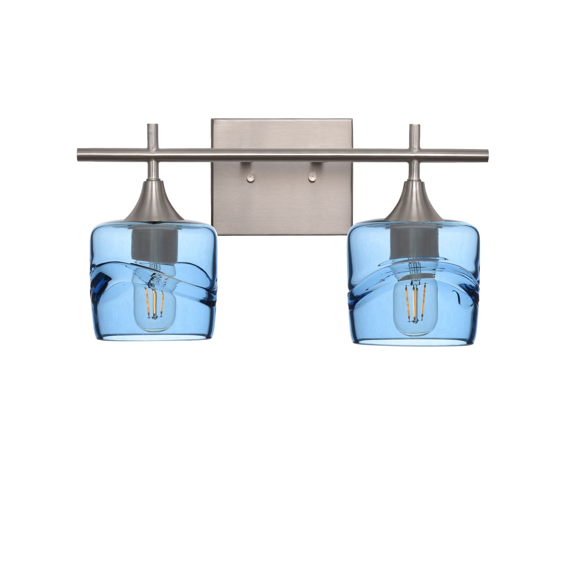 601 2-Light Wall Vanity-Glass-Bicycle Glass Co - Hotshop-Brushed Nickel-Swell-Steel Blue-Bicycle Glass Co