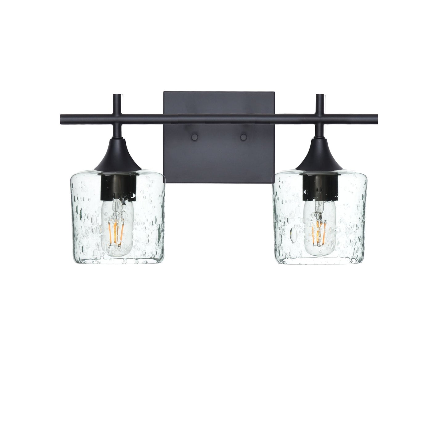 601 2-Light Wall Vanity-Glass-Bicycle Glass Co - Hotshop-Matte Black-Lunar-Eco Clear-Bicycle Glass Co
