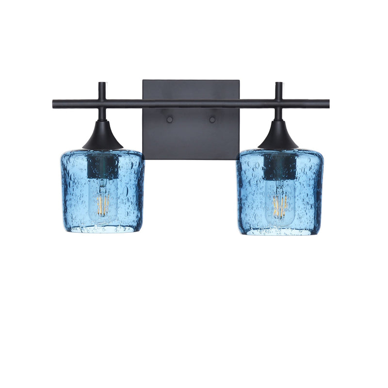 601 2-Light Wall Vanity – Matte Black / Lunar / Steel Blue
