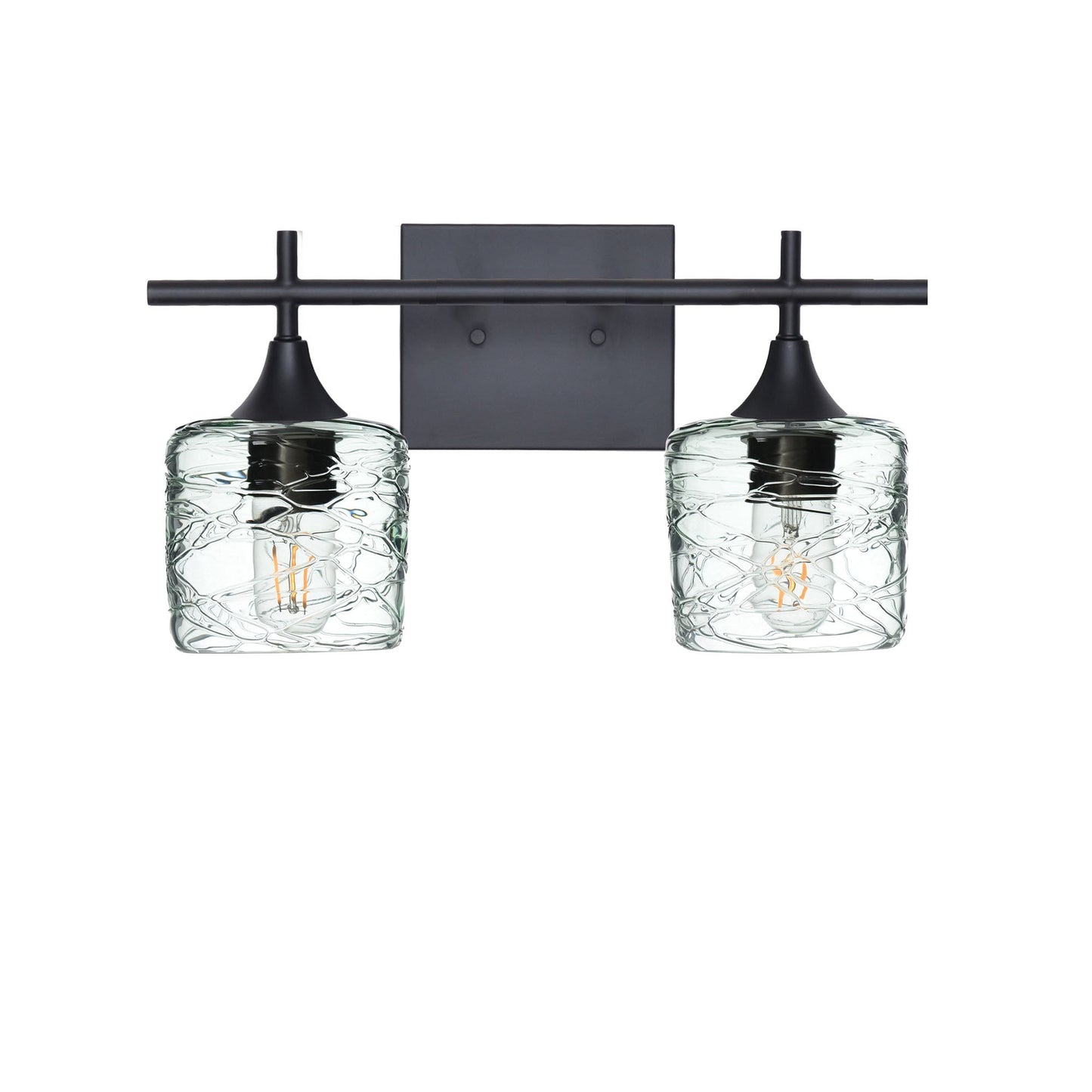 601 2-Light Wall Vanity-Glass-Bicycle Glass Co - Hotshop-Matte Black-Spun-Eco Clear-Bicycle Glass Co
