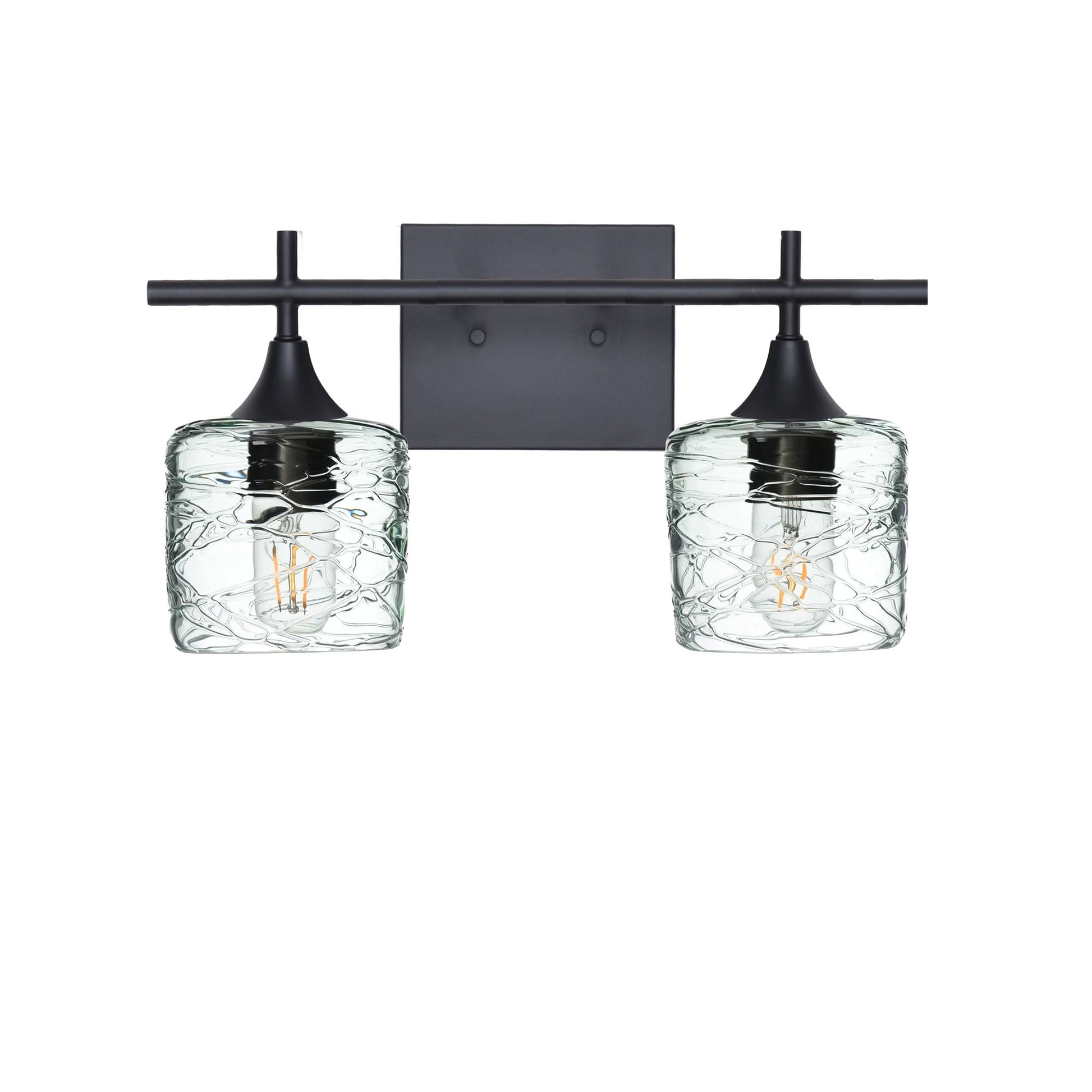 601 2-Light Wall Vanity-Glass-Bicycle Glass Co - Hotshop-Matte Black-Spun-Eco Clear-Bicycle Glass Co