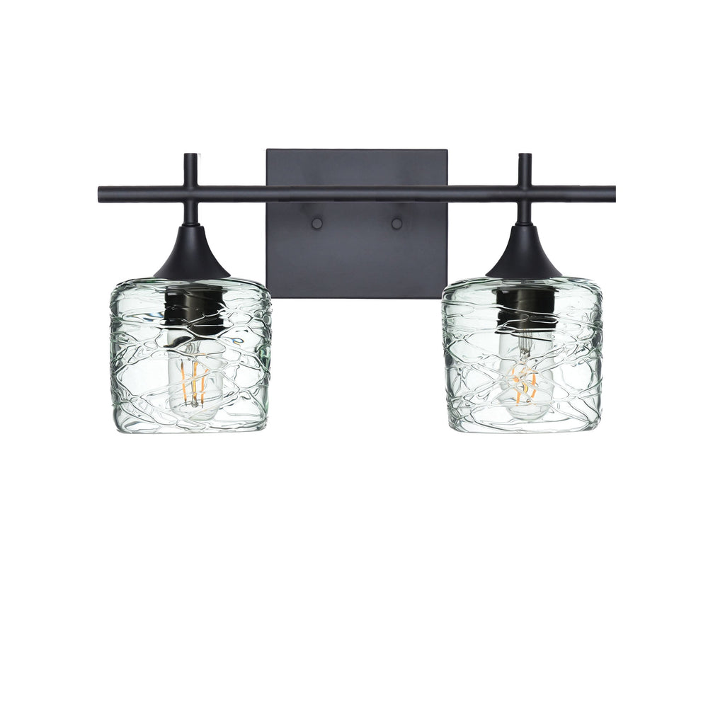 601 2-Light Wall Vanity-Glass-Bicycle Glass Co - Hotshop-Matte Black-Spun-Eco Clear-Bicycle Glass Co