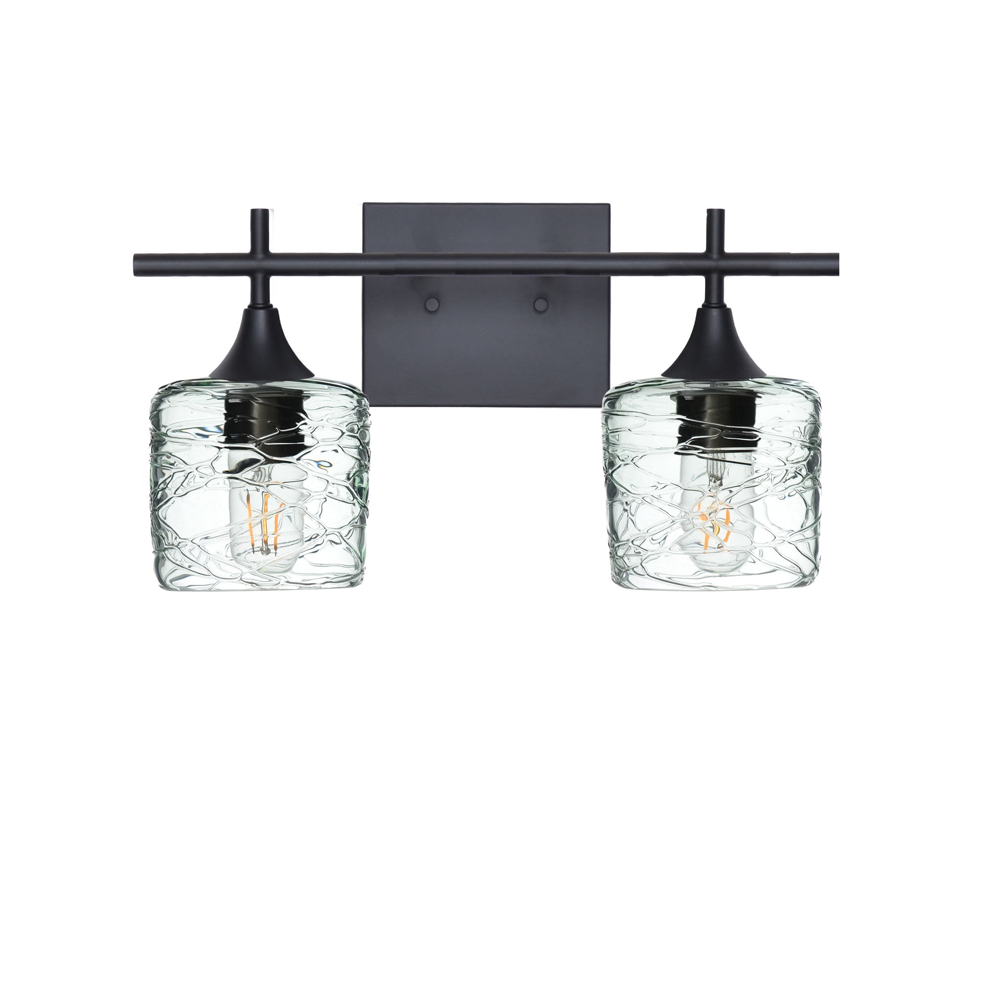601 2-Light Wall Vanity-Glass-Bicycle Glass Co - Hotshop-Matte Black-Spun-Eco Clear-Bicycle Glass Co
