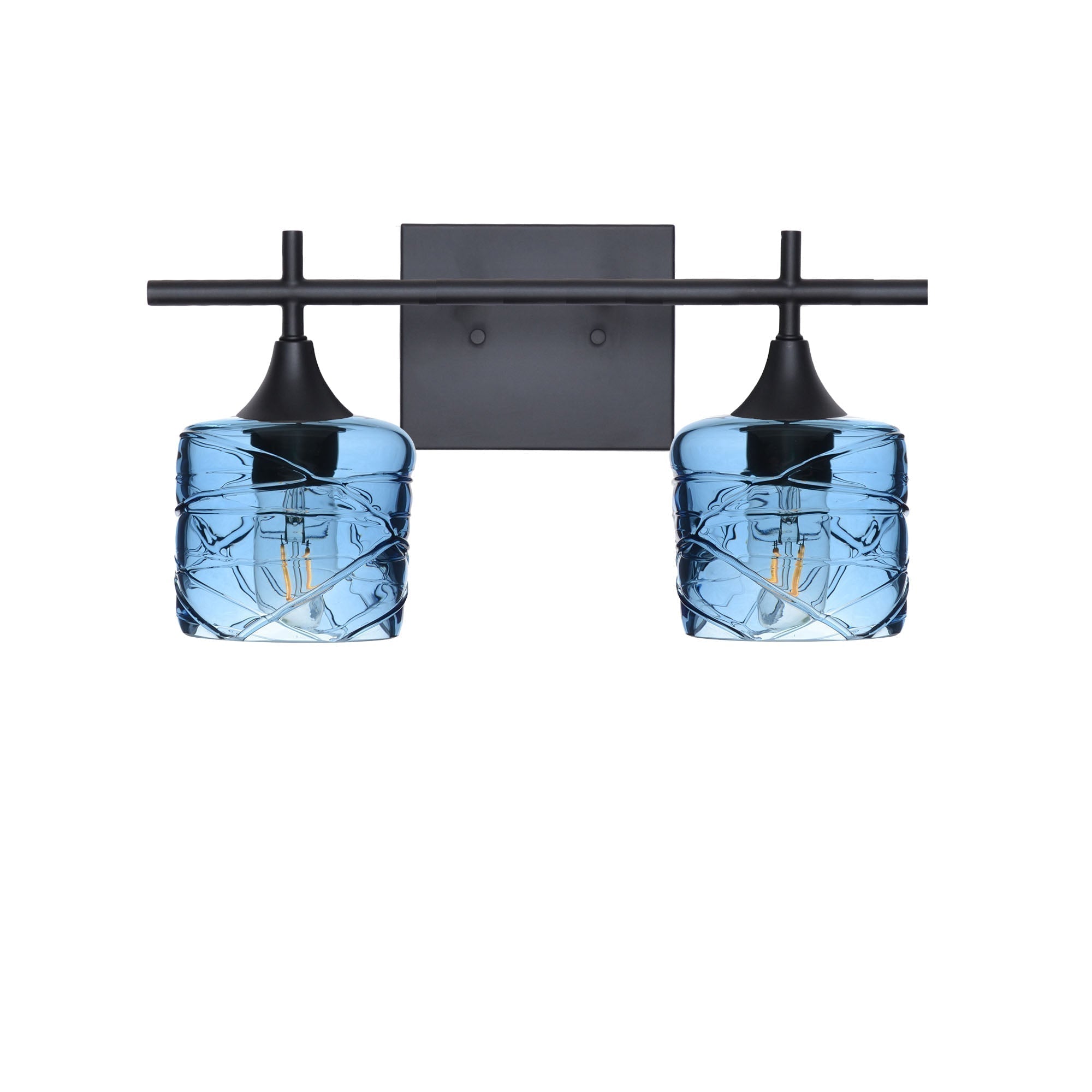 601 2-Light Wall Vanity-Glass-Bicycle Glass Co - Hotshop-Matte Black-Spun-Steel Blue-Bicycle Glass Co