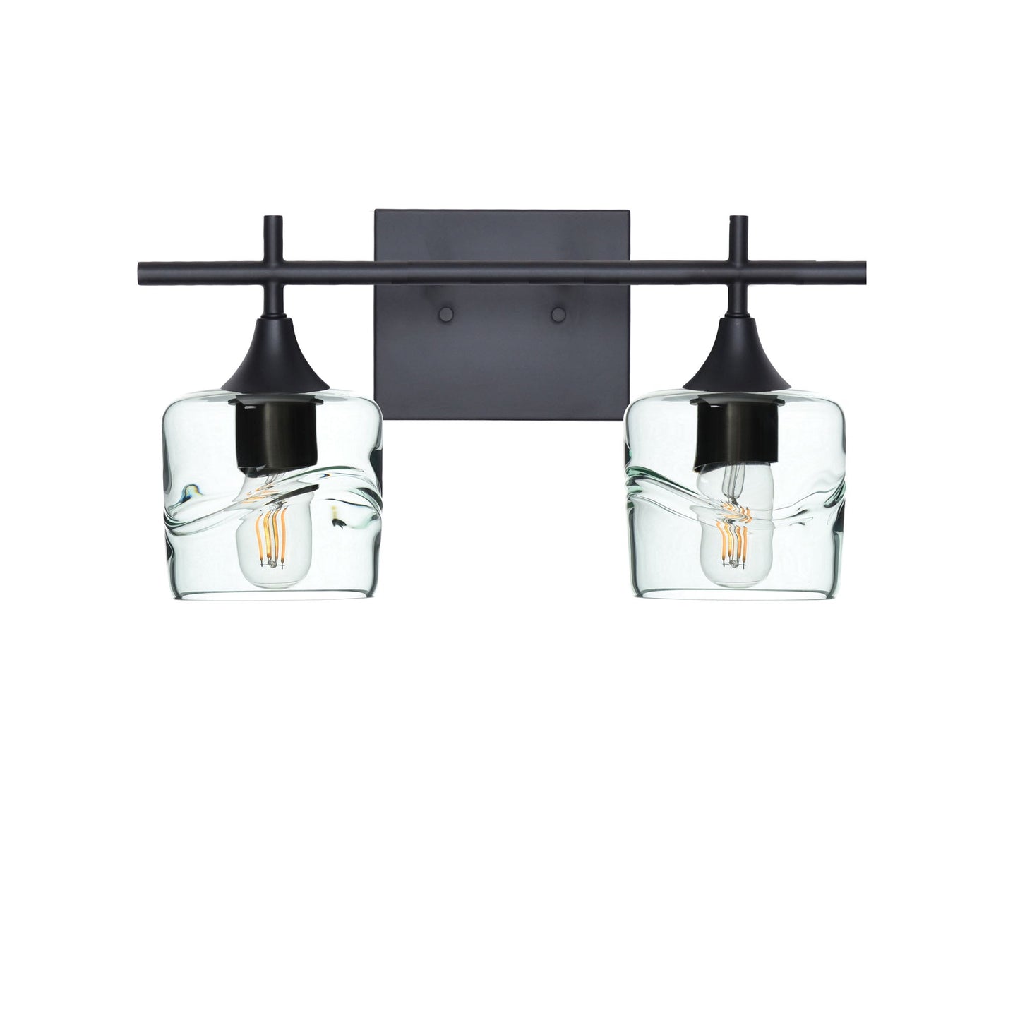 601 2-Light Wall Vanity-Glass-Bicycle Glass Co - Hotshop-Matte Black-Swell-Eco Clear-Bicycle Glass Co