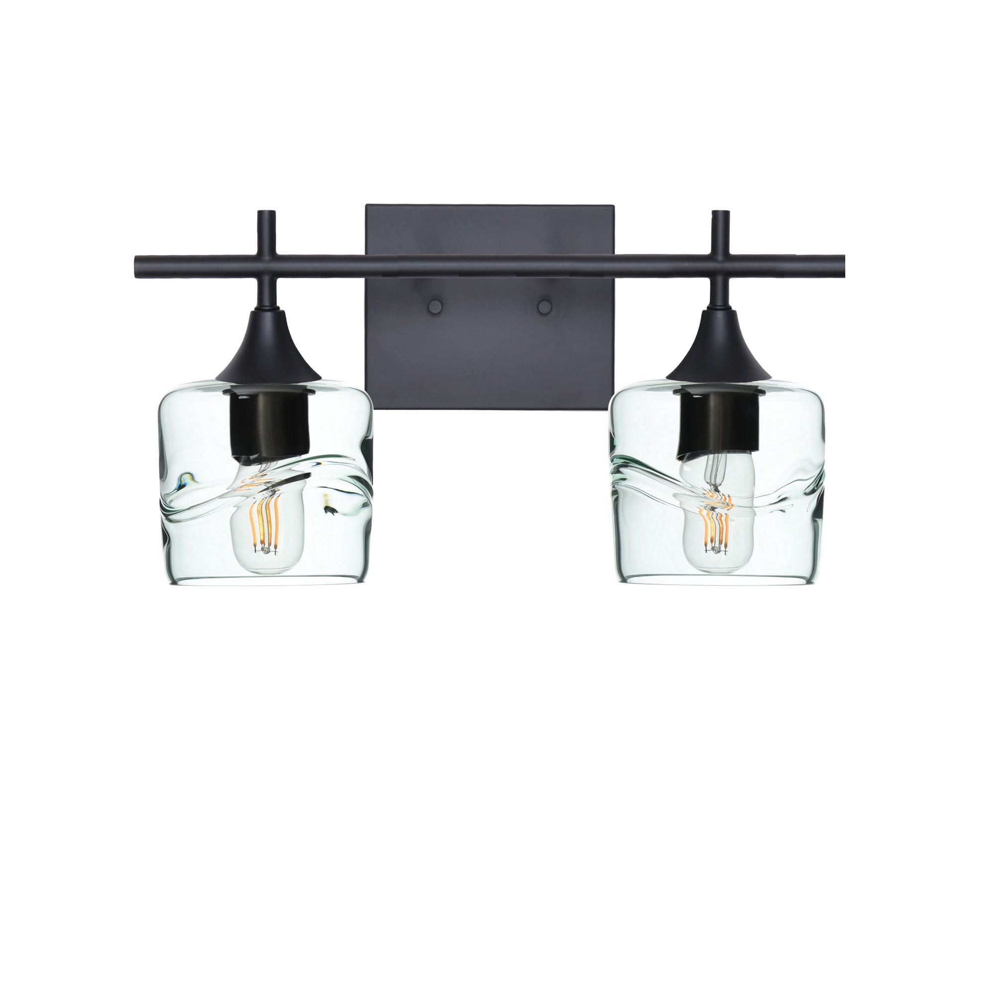 601 2-Light Wall Vanity-Glass-Bicycle Glass Co - Hotshop-Matte Black-Swell-Eco Clear-Bicycle Glass Co
