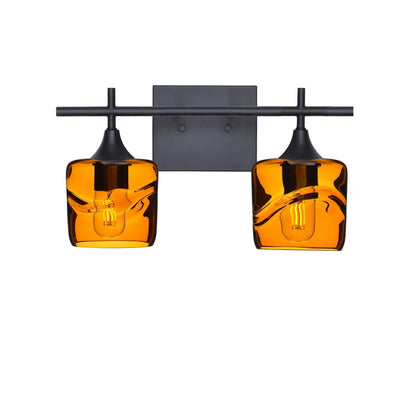 601 2-Light Wall Vanity-Glass-Bicycle Glass Co - Hotshop-Matte Black-Swell-Golden Amber-Bicycle Glass Co