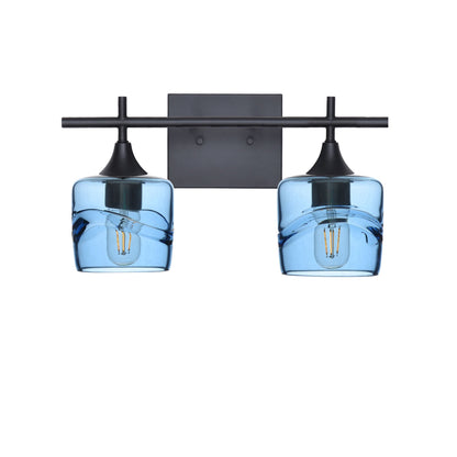 601 2-Light Wall Vanity-Glass-Bicycle Glass Co - Hotshop-Matte Black-Swell-Steel Blue-Bicycle Glass Co