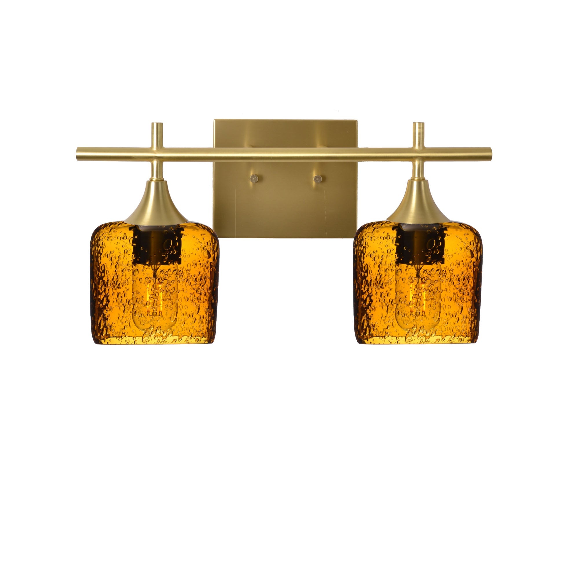 601 2-Light Wall Vanity-Glass-Bicycle Glass Co - Hotshop-Polished Brass-Lunar-Golden Amber-Bicycle Glass Co