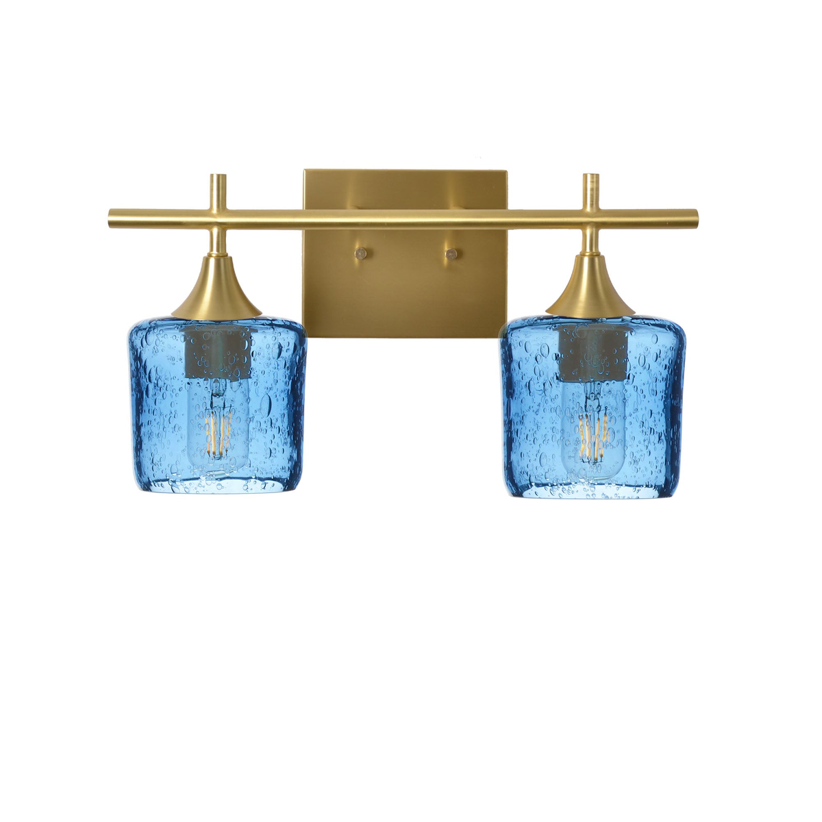 601 2-Light Wall Vanity-Glass-Bicycle Glass Co - Hotshop-Polished Brass-Lunar-Steel Blue-Bicycle Glass Co