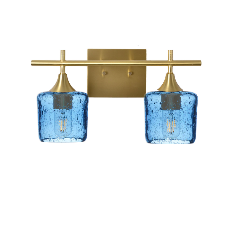 601 2-Light Wall Vanity — Polished Brass / Lunar / Steel Blue