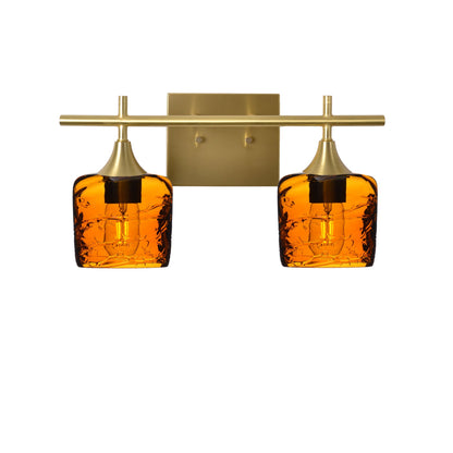 601 2-Light Wall Vanity-Glass-Bicycle Glass Co - Hotshop-Polished Brass-Spun-Golden Amber-Bicycle Glass Co
