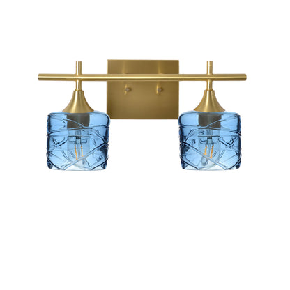 601 2-Light Wall Vanity-Glass-Bicycle Glass Co - Hotshop-Polished Brass-Spun-Steel Blue-Bicycle Glass Co