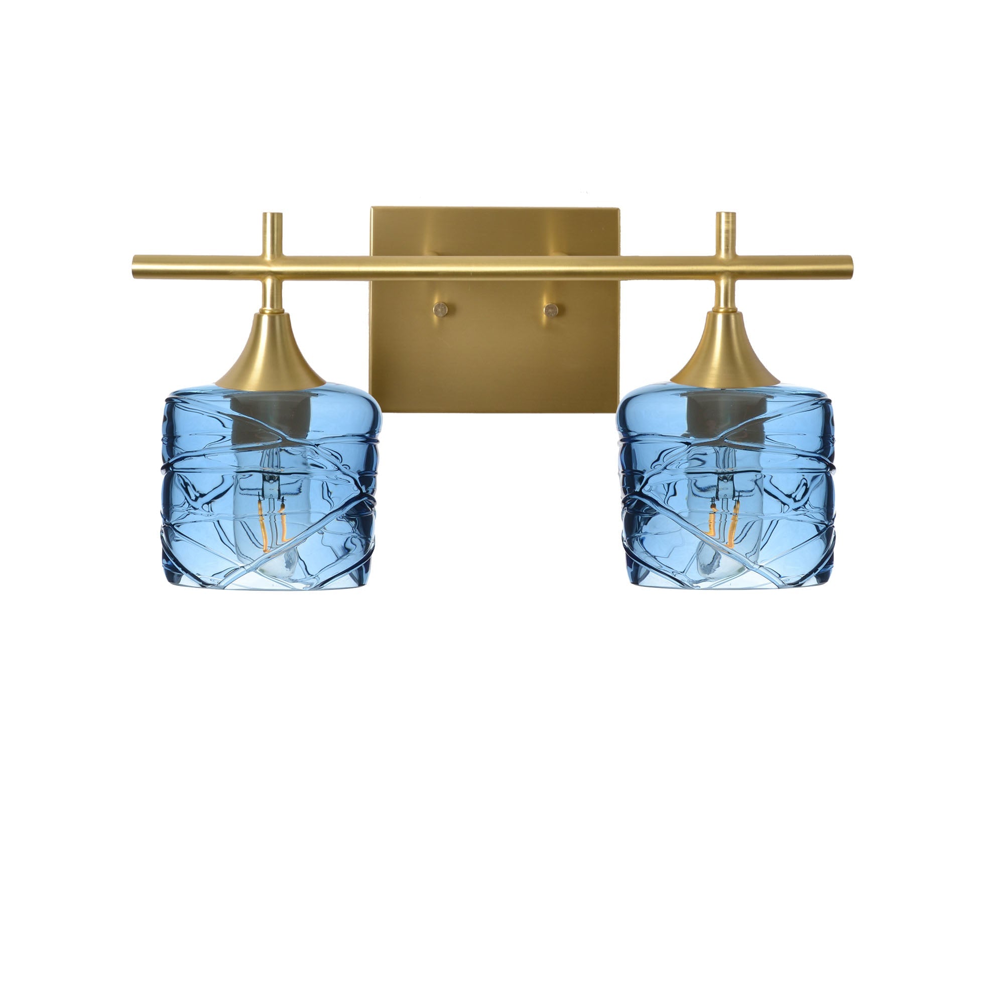 601 2-Light Wall Vanity-Glass-Bicycle Glass Co - Hotshop-Polished Brass-Spun-Steel Blue-Bicycle Glass Co