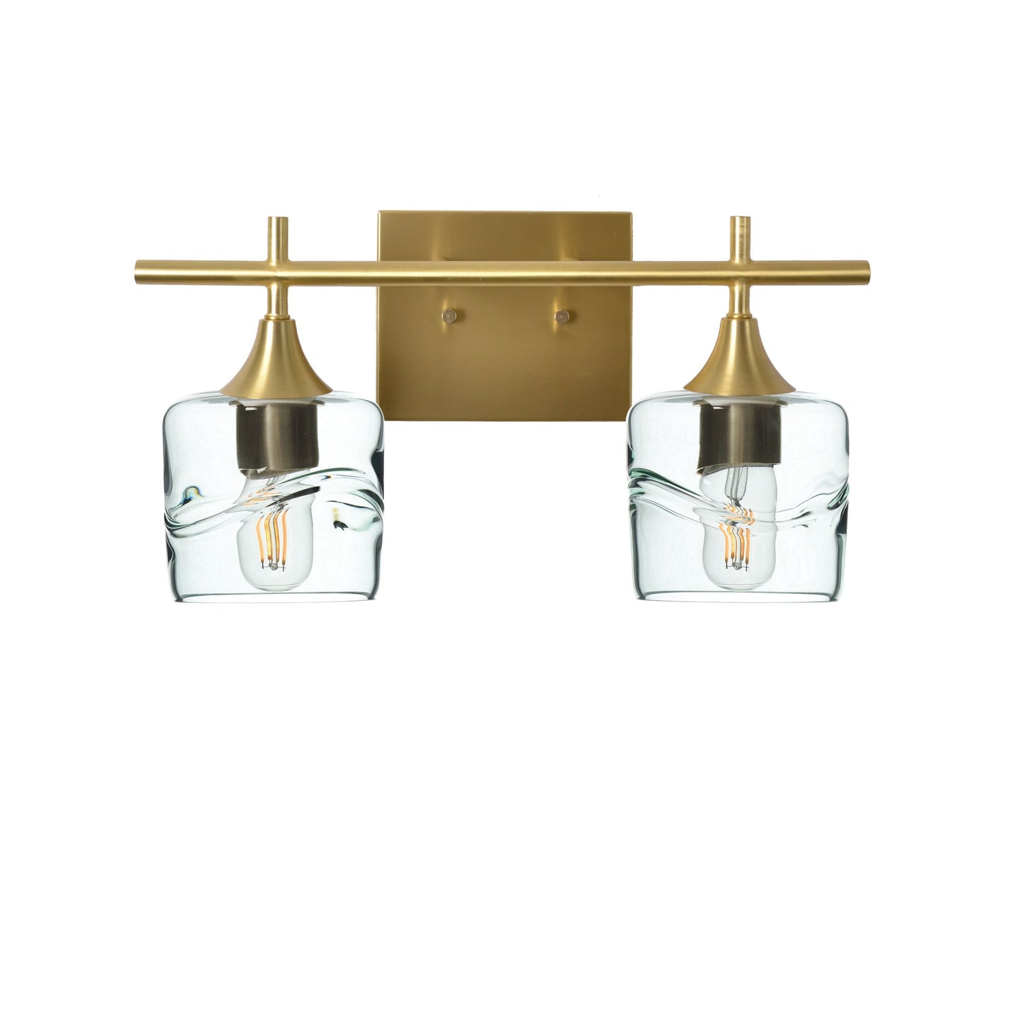 601 2-Light Wall Vanity-Glass-Bicycle Glass Co - Hotshop-Polished Brass-Swell-Eco Clear-Bicycle Glass Co