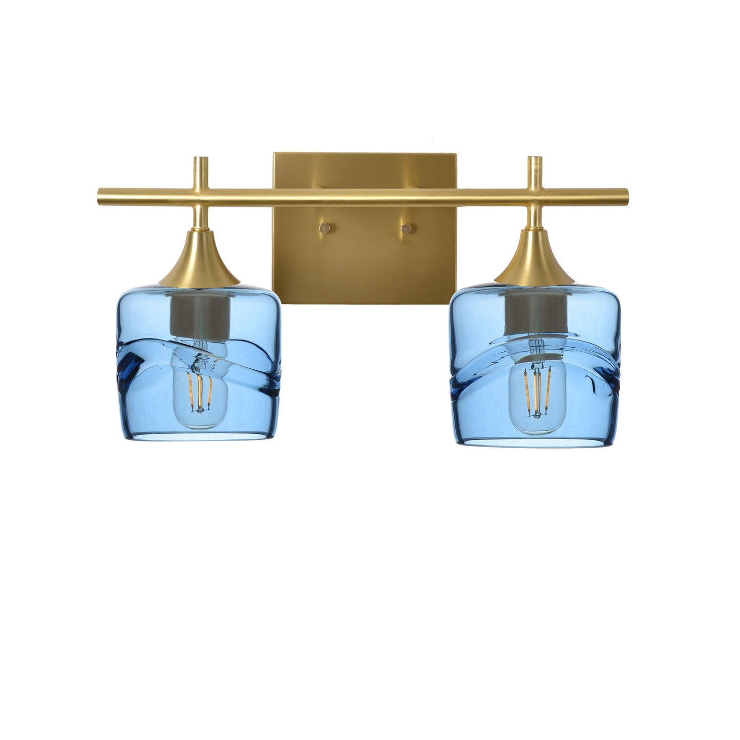 601 2-Light Wall Vanity-Glass-Bicycle Glass Co - Hotshop-Polished Brass-Swell-Steel Blue-Bicycle Glass Co