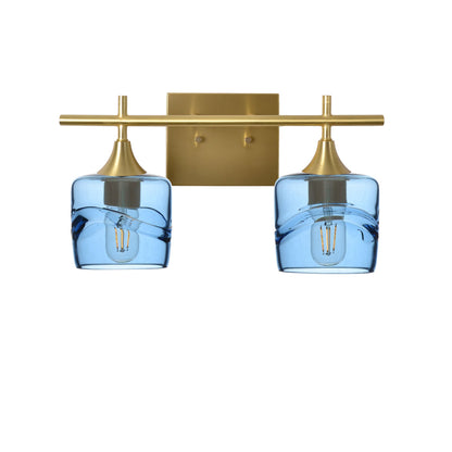 601 2-Light Wall Vanity-Glass-Bicycle Glass Co - Hotshop-Polished Brass-Swell-Steel Blue-Bicycle Glass Co
