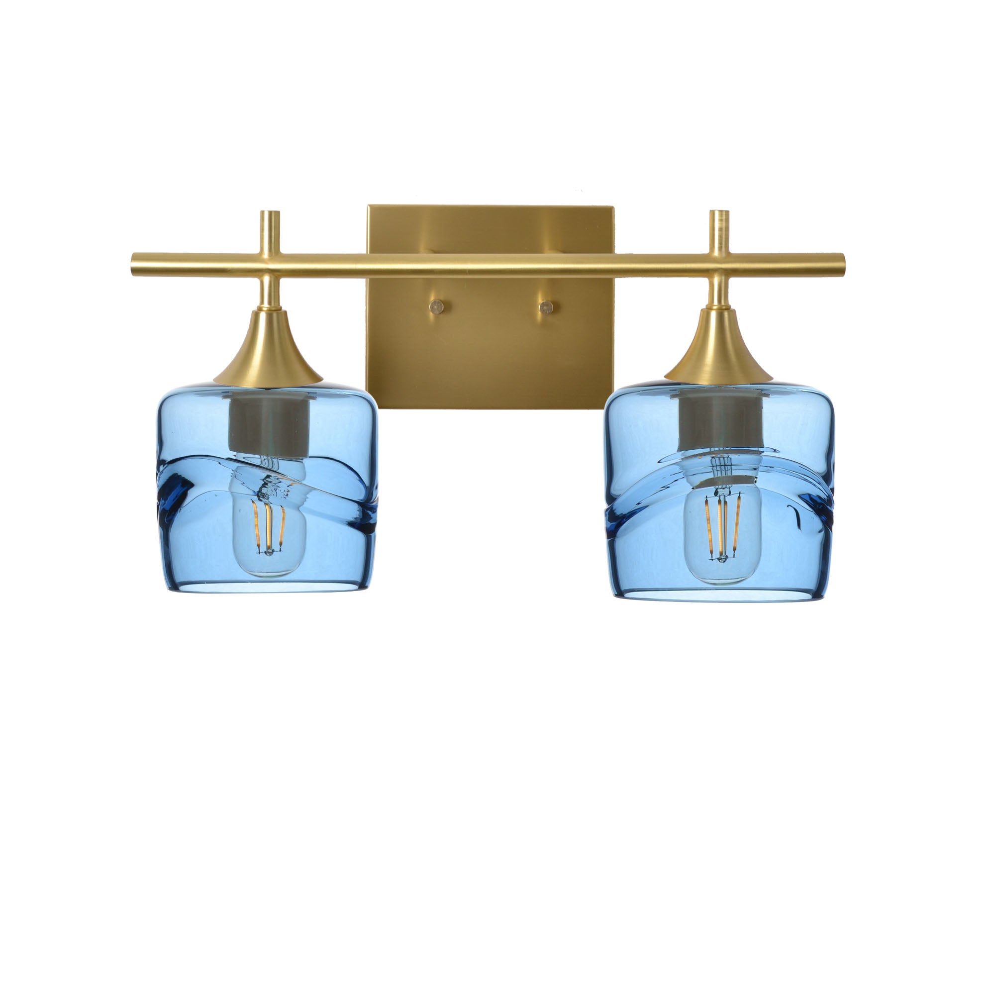 601 2-Light Wall Vanity-Glass-Bicycle Glass Co - Hotshop-Polished Brass-Swell-Steel Blue-Bicycle Glass Co