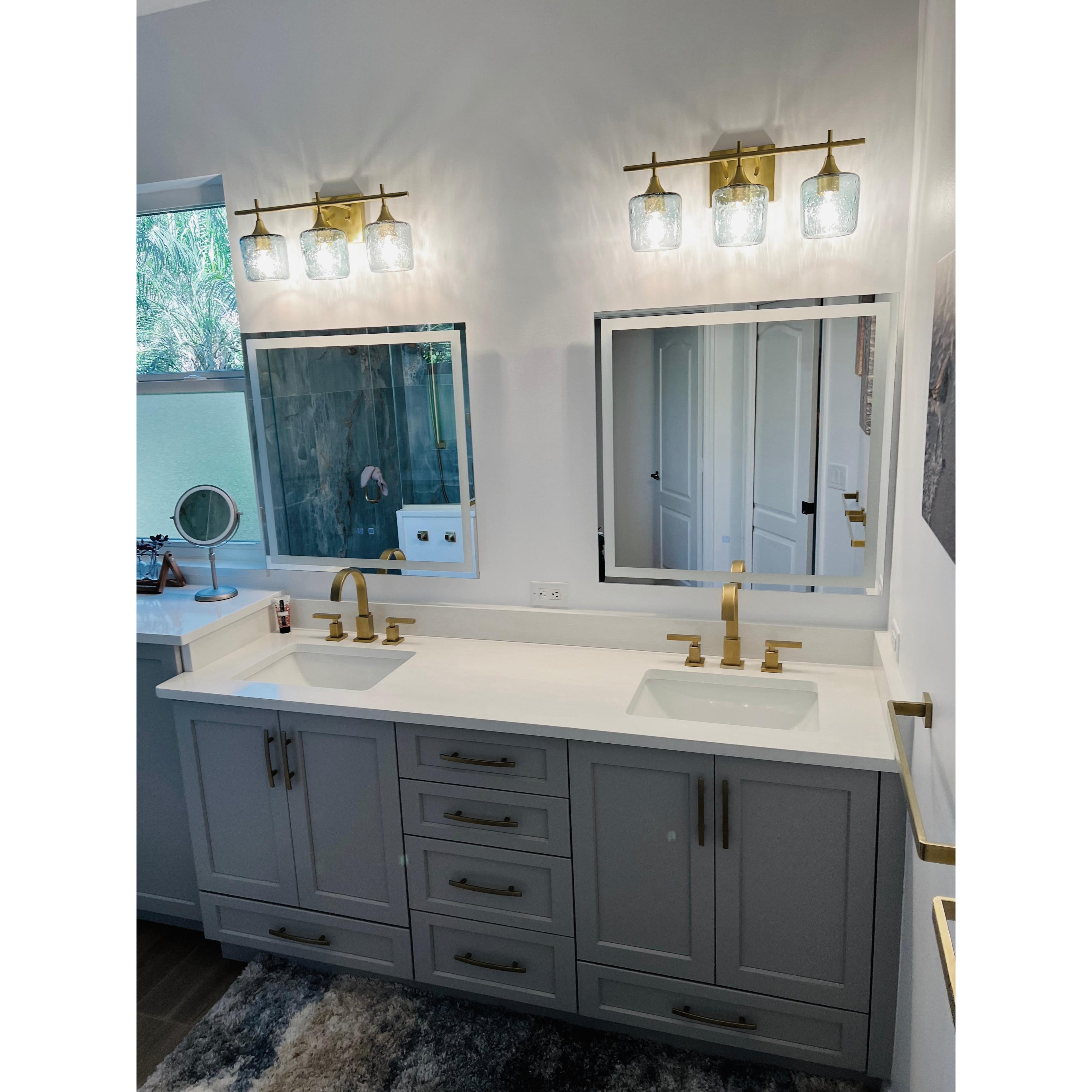 601 3-Light Vanity-Glass-Bicycle Glass Co - Hotshop-Brushed Nickel-Lunar-Steel Blue-Bicycle Glass Co