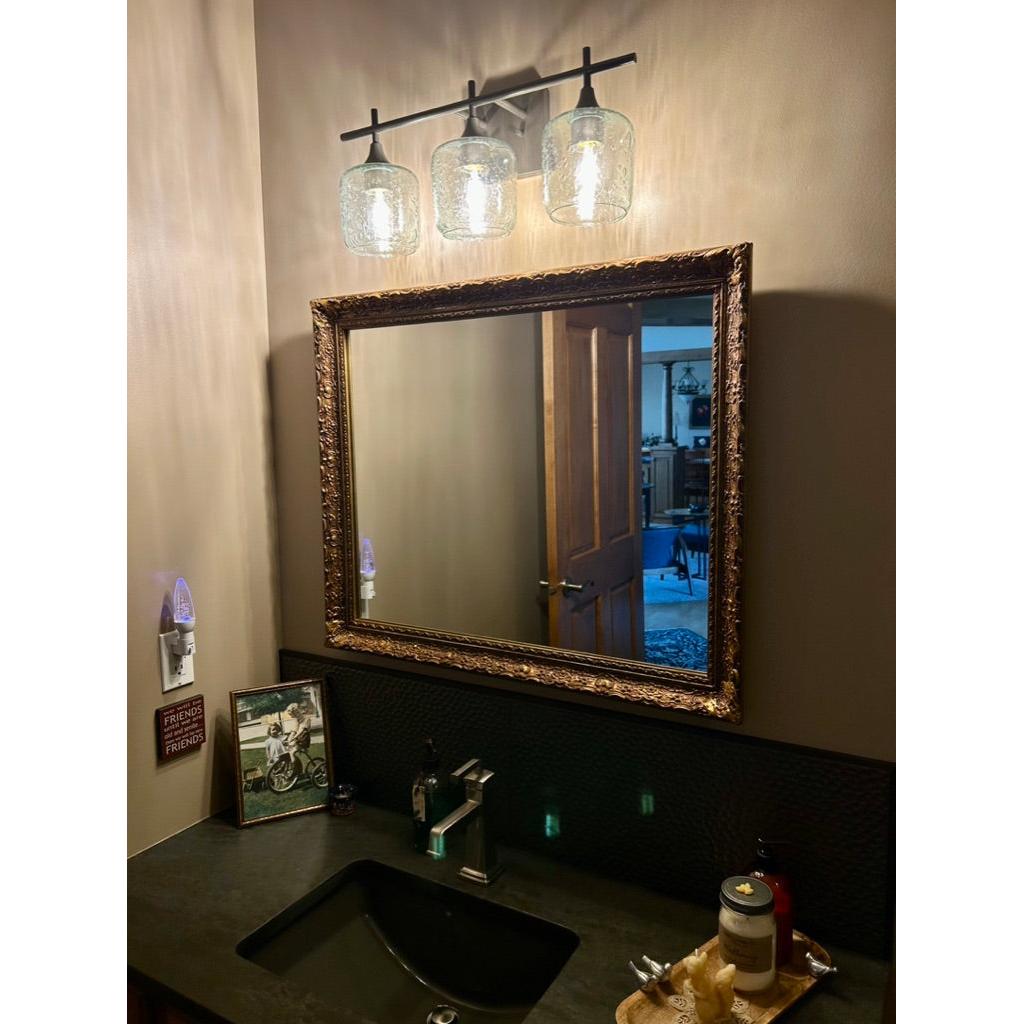 601 3-Light Vanity-Glass-Bicycle Glass Co - Hotshop-Brushed Nickel-Lunar-Steel Blue-Bicycle Glass Co