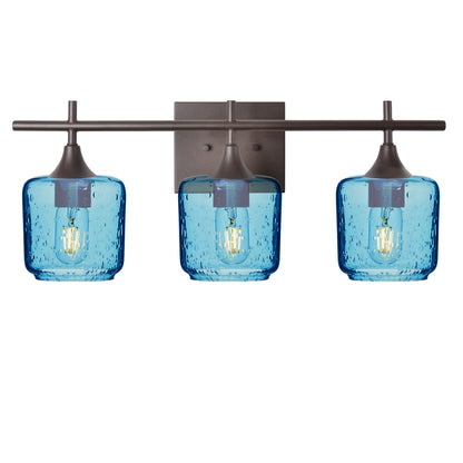 601 3-Light Vanity-Glass-Bicycle Glass Co - Hotshop-Antique Bronze-Lunar-Steel Blue-Bicycle Glass Co