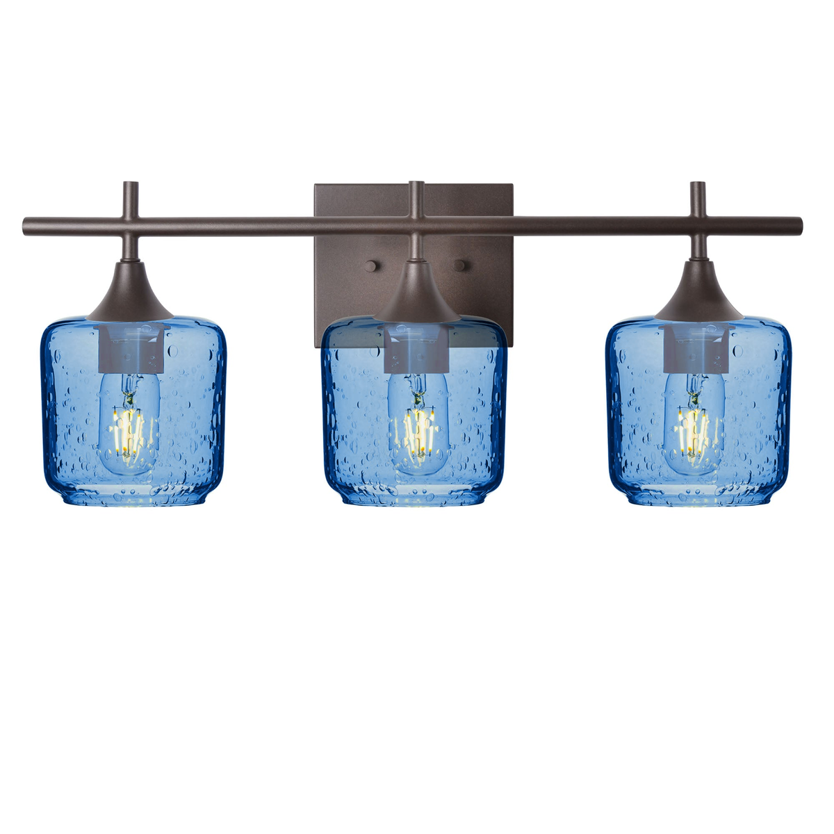 601 3-Light Vanity-Glass-Bicycle Glass Co - Hotshop-Antique Bronze-Lunar-Steel Blue-Bicycle Glass Co