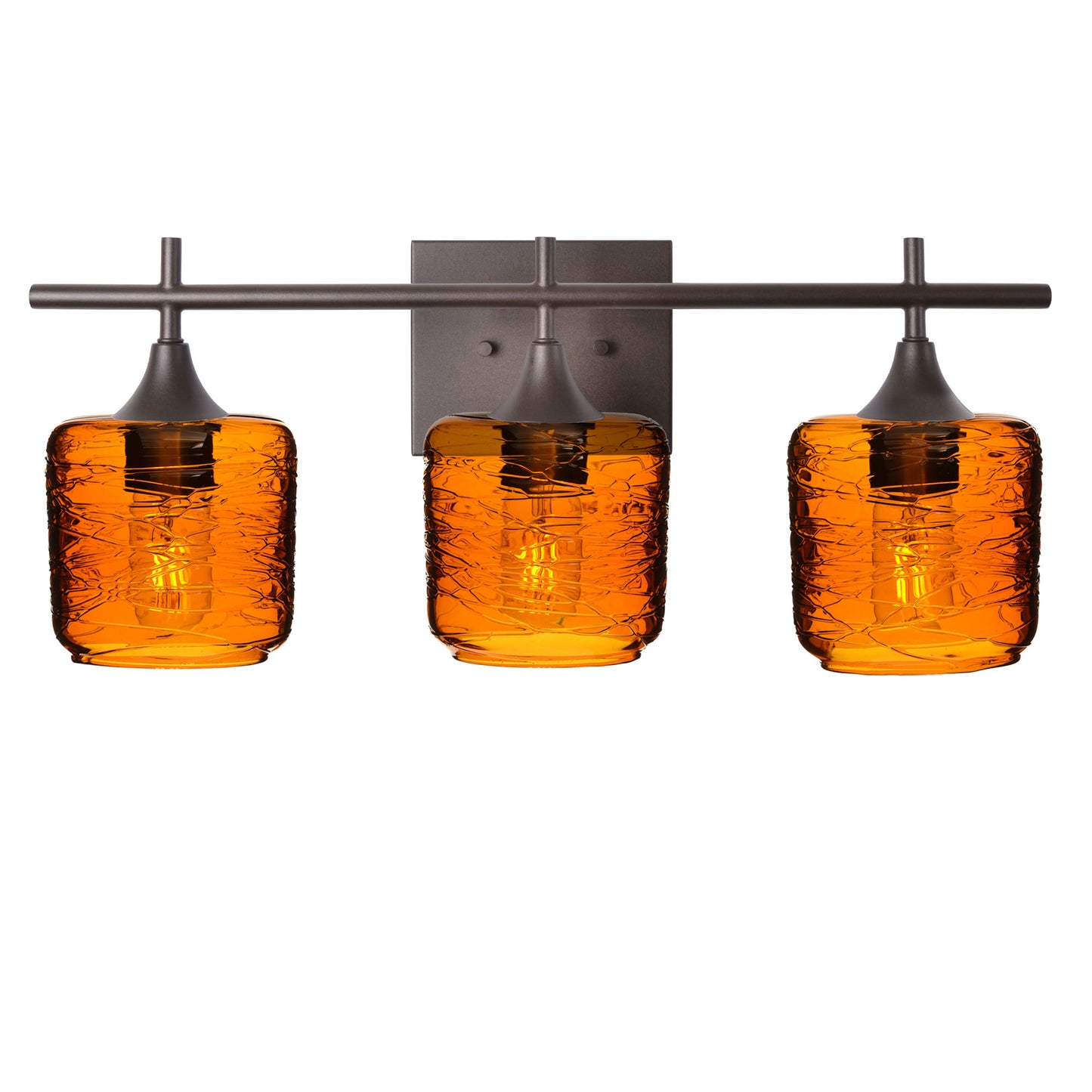 601 3-Light Vanity-Glass-Bicycle Glass Co - Hotshop-Antique Bronze-Spun-Golden Amber-Bicycle Glass Co