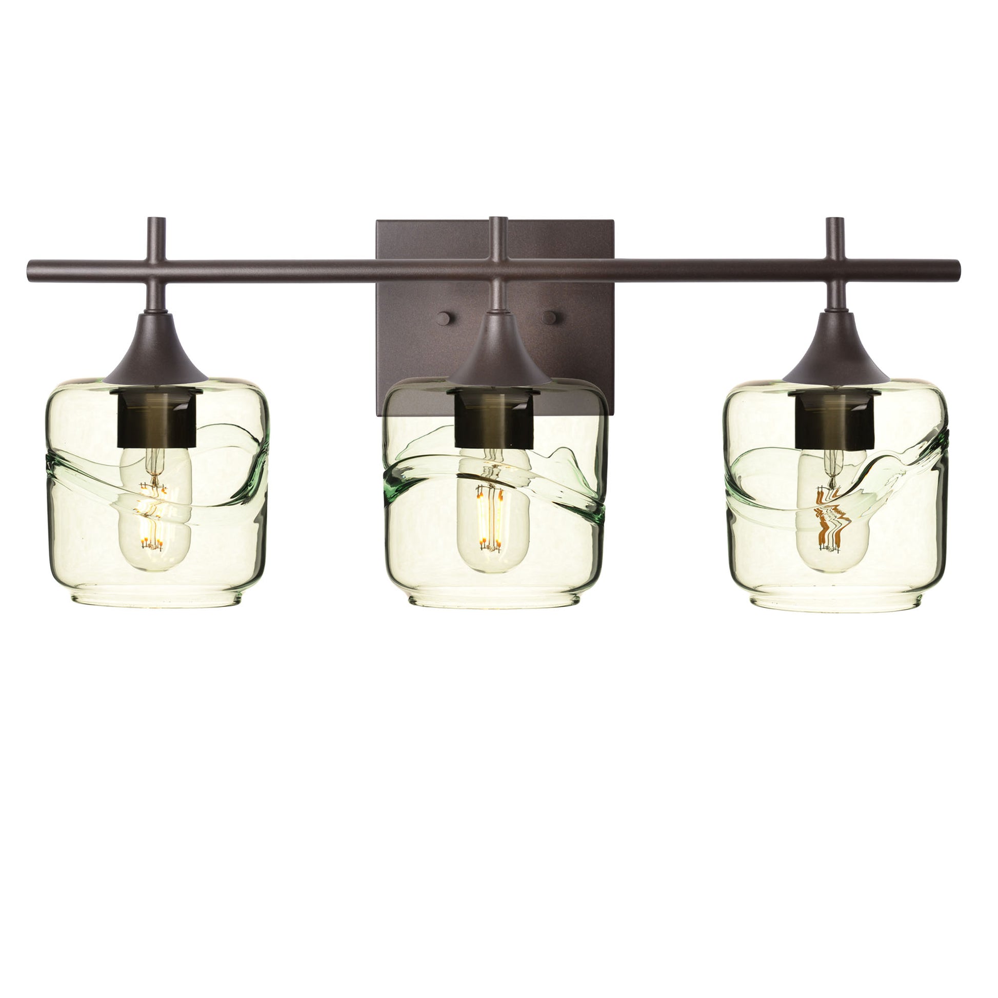 601 3-Light Vanity-Glass-Bicycle Glass Co - Hotshop-Antique Bronze-Swell-Eco Clear-Bicycle Glass Co