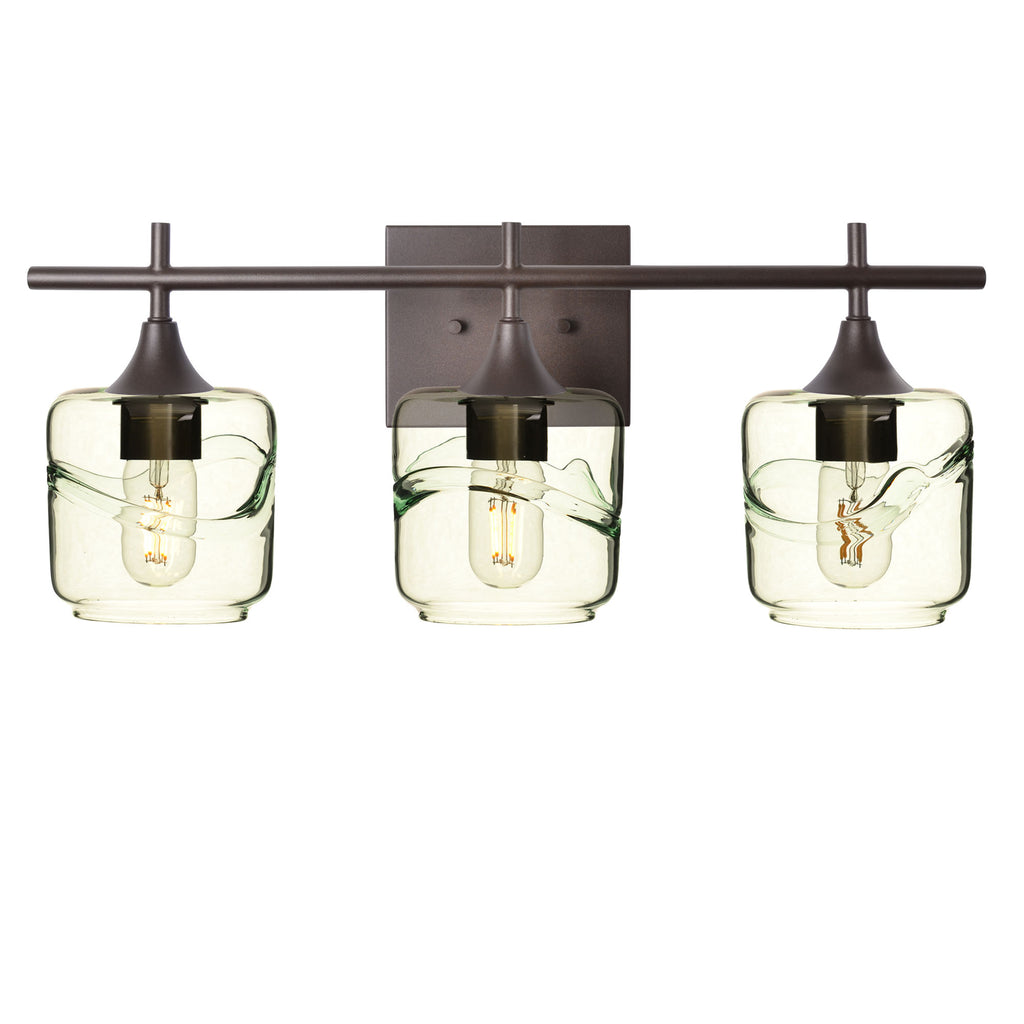 601 3-Light Vanity-Glass-Bicycle Glass Co - Hotshop-Antique Bronze-Swell-Eco Clear-Bicycle Glass Co