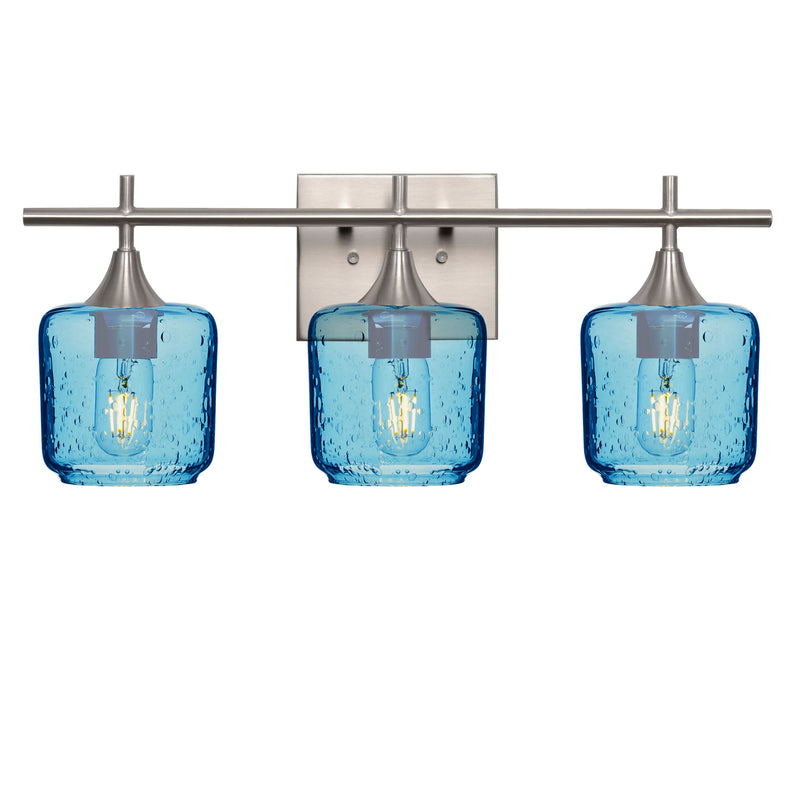 601 3-Light Vanity – Brushed Nickel / Lunar / Steel Blue