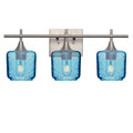 601 3-Light Vanity-Glass-Bicycle Glass Co - Hotshop-Brushed Nickel-Lunar-Steel Blue-Bicycle Glass Co