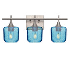 601 3-Light Vanity-Glass-Bicycle Glass Co - Hotshop-Brushed Nickel-Lunar-Steel Blue-Bicycle Glass Co