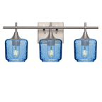601 3-Light Vanity-Glass-Bicycle Glass Co - Hotshop-Brushed Nickel-Lunar-Steel Blue-Bicycle Glass Co