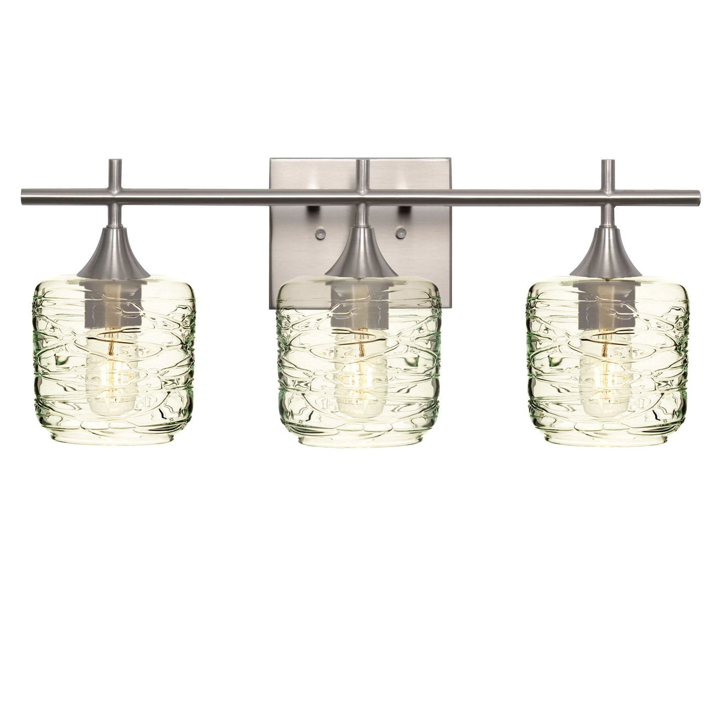 601 3-Light Vanity-Glass-Bicycle Glass Co - Hotshop-Brushed Nickel-Spun-Eco Clear-Bicycle Glass Co