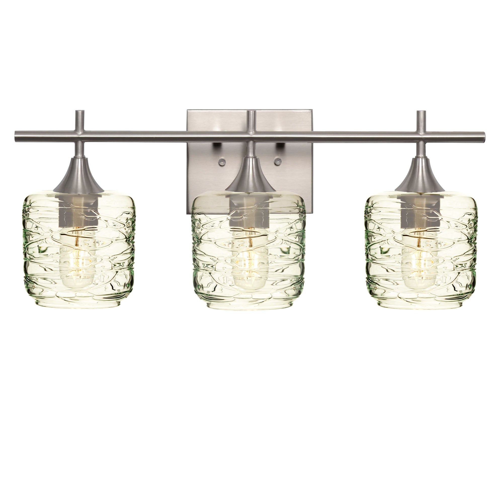 601 3-Light Vanity-Glass-Bicycle Glass Co - Hotshop-Brushed Nickel-Spun-Eco Clear-Bicycle Glass Co