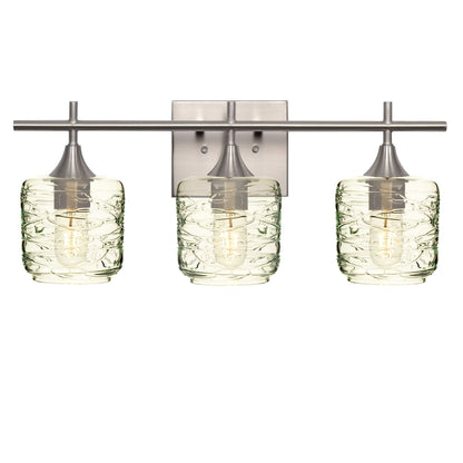 601 3-Light Vanity-Glass-Bicycle Glass Co - Hotshop-Brushed Nickel-Spun-Eco Clear-Bicycle Glass Co