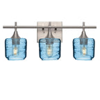 601 3-Light Vanity-Glass-Bicycle Glass Co - Hotshop-Brushed Nickel-Spun-Steel Blue-Bicycle Glass Co