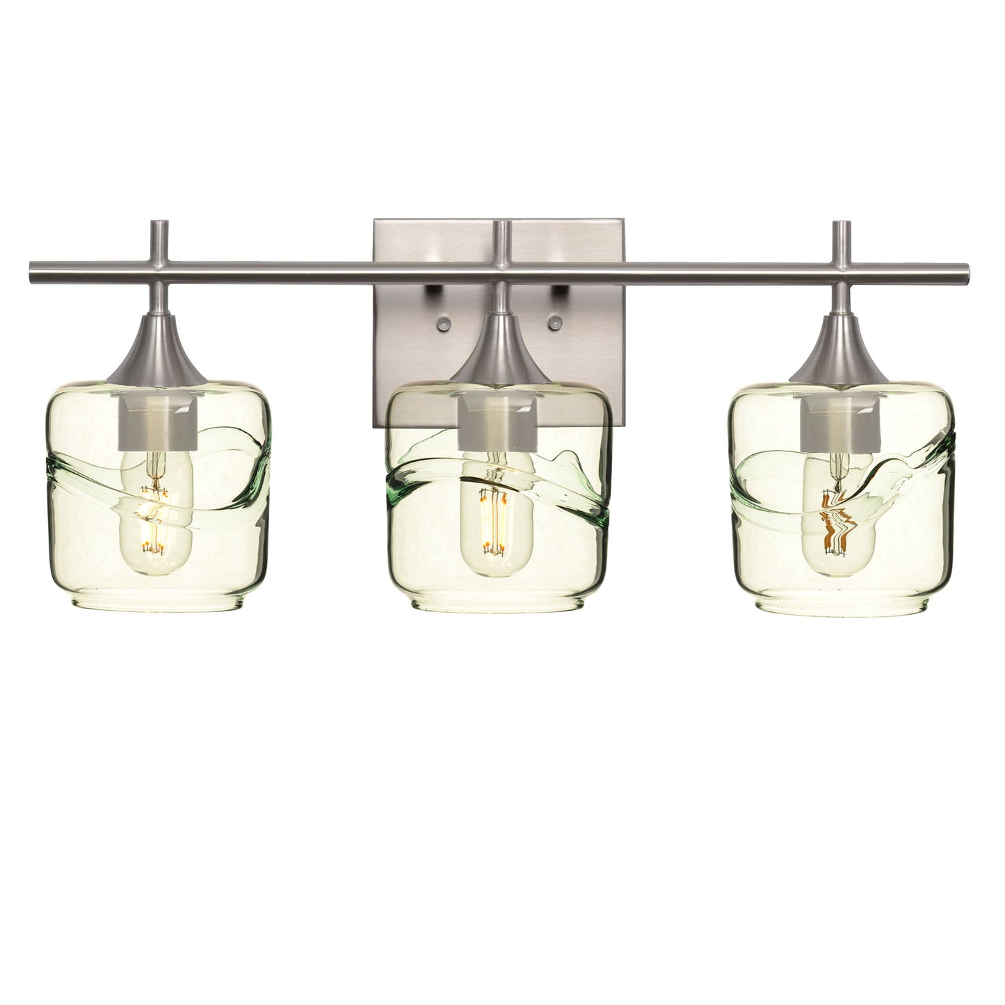 601 3-Light Vanity-Glass-Bicycle Glass Co - Hotshop-Brushed Nickel-Swell-Eco Clear-Bicycle Glass Co